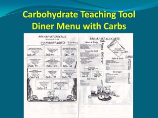 Carbohydrate Teaching ToolDiner Menu with Carbs 