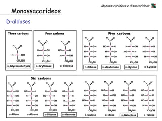 Monossacarídeos e dissacarídeos
 Monossacarídeos
D-aldoses




                                                     8
 