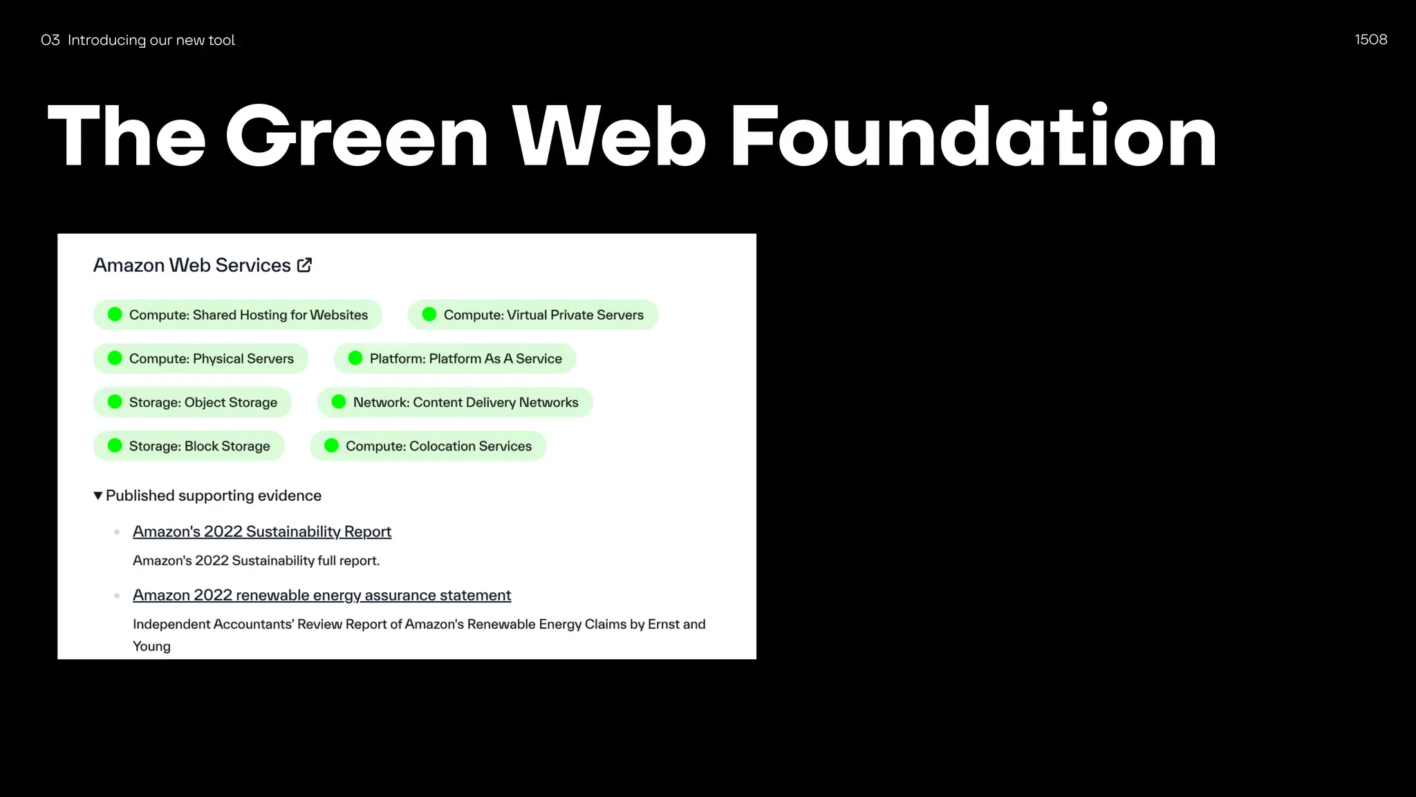 1508
03 Introducing our new tool
The Green Web Foundation
 