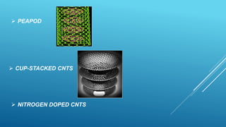  PEAPOD
 NITROGEN DOPED CNTS
 CUP-STACKED CNTS
 