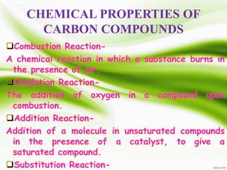 CHEMICAL PROPERTIES OF 
CARBON COMPOUNDS 
 