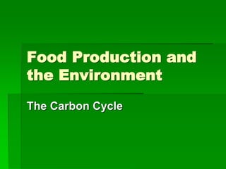 Food Production and
the Environment
The Carbon Cycle
 