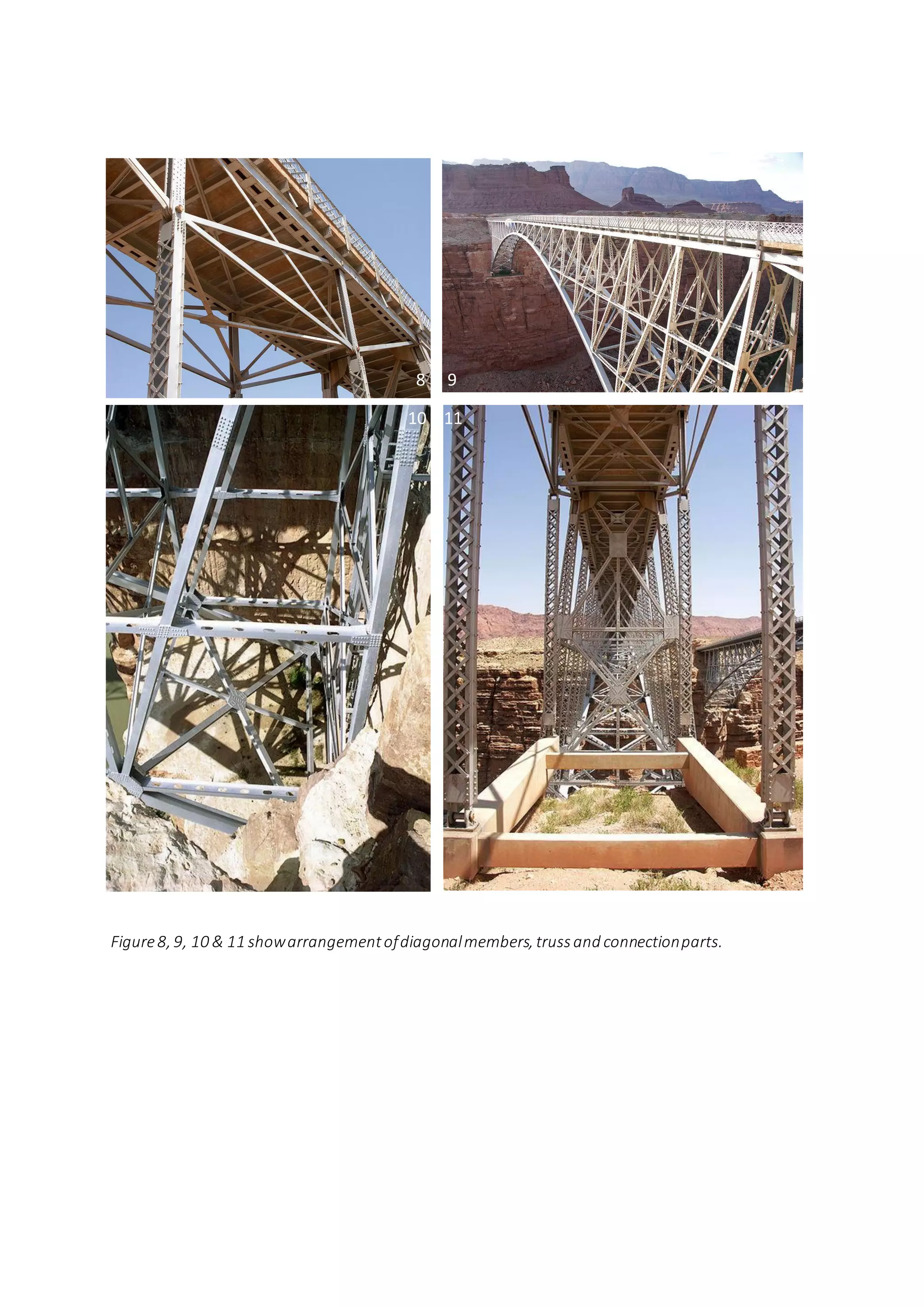 Figure8, 9, 10 & 11 showarrangementofdiagonalmembers, trussand connectionparts.
8 9
10 11
 