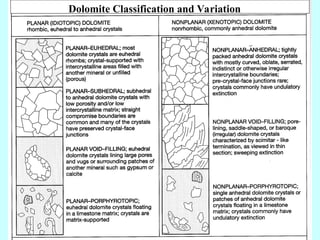 Dolomite Classification and Variation
 
