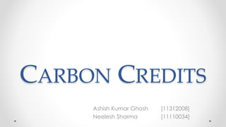 CARBON CREDITS
Ashish Kumar Ghosh [11312008]
Neelesh Sharma [11110034]
 