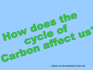 How does the cycle of Carbon affect us? … check out the website to find out! 