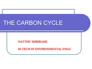 THE CARBON CYCLE
NATTHU SHRIRAME
M-TECH IN ENVIRONMENTAL ENGG
 