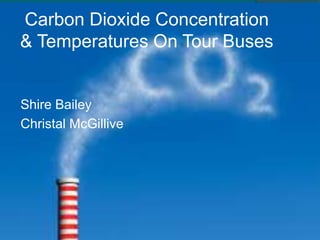 Carbon Dioxide Concentration
& Temperatures On Tour Buses
Shire Bailey
Christal McGillive
 