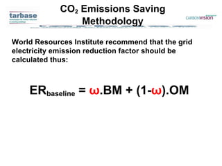 World Resources Institute recommend that the grid electricity emission reduction factor should be calculated thus: ER base...