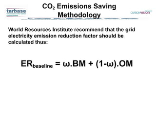 World Resources Institute recommend that the grid electricity emission reduction factor should be calculated thus: ER base...