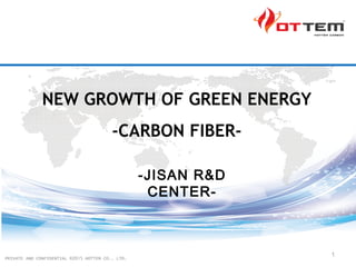 1
NEW GROWTH OF GREEN ENERGY
-CARBON FIBER-
-JISAN R&D
CENTER-
PRIVATE AND CONFIDENTIAL ©2015 HOTTEM CO., LTD.
 