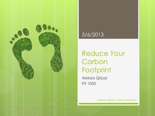 Reduce Your
Carbon
Footprint
Aleksia Qirjazi
FIT 1000
5/6/2013
Aleksia Qirjazi Carbon Footprint
 