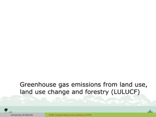 University of Helsinki Viikki Tropical Resources Institute (VITRI)
Greenhouse gas emissions from land use,
land use change and forestry (LULUCF)
 