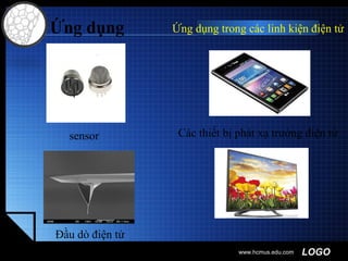 LOGOwww.hcmus.edu.com
Ứng dụng Ứng dụng trong các linh kiện điện tử
Các thiết bị phát xạ trường điện tử
Đầu dò điện tử
sensor
 