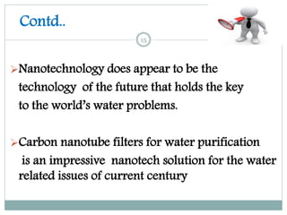 CARBON NANOTUBE FILTERATION FOR WATER PURIFICATION | PPTX