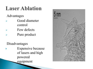 Advantages
 Good diameter
control
 Few defects
 Pure product
Disadvantages
 Expensive because
of lasers and high
powered
equipment
 