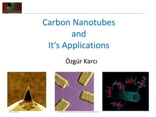 Carbon Nanotubes
and
It’s Applications
Özgür Karcı
9/2/2019 1Carbon Nanotubes and Its Applications
 