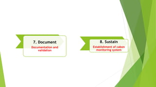 7. Document
Documentation and
validation
8. Sustain
Establishment of cabon
monitoring system
 