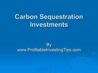Carbon Sequestration
Investments
By
www.ProfitableInvestingTips.com
 