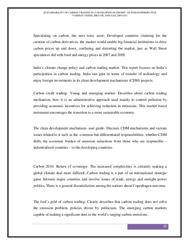 Dissertation carbon credits price