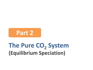 The Pure CO2 System
(Equilibrium Speciation)
Part 2
 