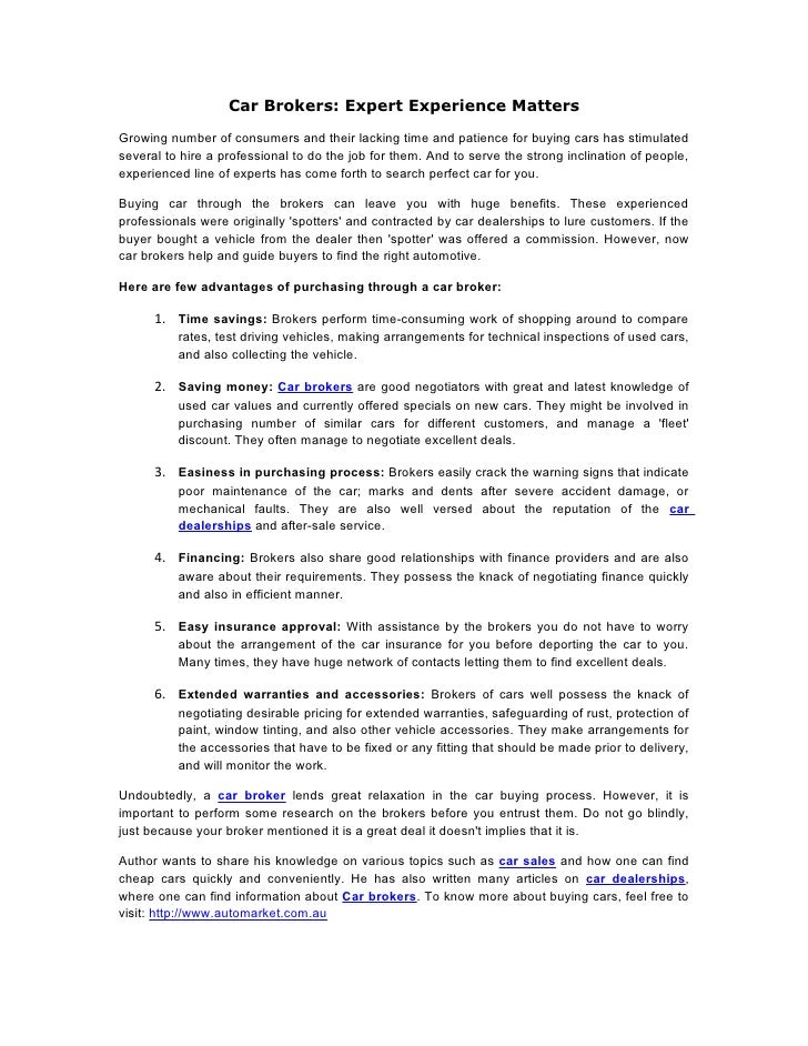 how do car brokers work