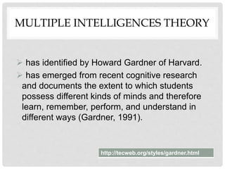 Gardner's Multiple Intelligences Theory | PPTX