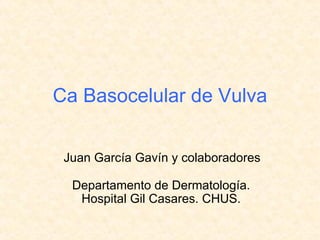 Ca Basocelular de Vulva Departamento de Dermatología. Hospital Gil Casares. CHUS. Juan García Gavín y colaboradores 