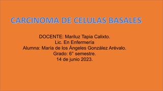 DOCENTE: Mariluz Tapia Calixto.
Lic. En Enfermería
Alumna: María de los Ángeles González Arévalo.
Grado: 6° semestre.
14 de junio 2023.
 