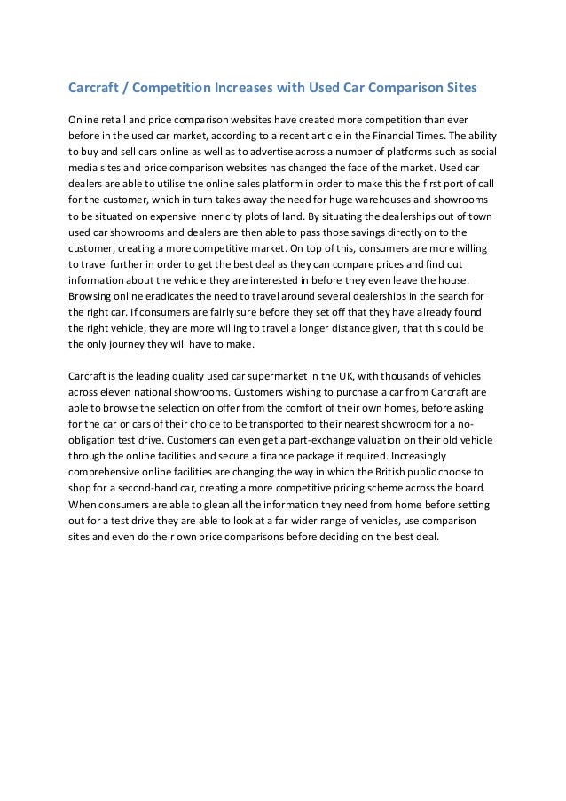 Carcraft Competition increases with used car comparison sites