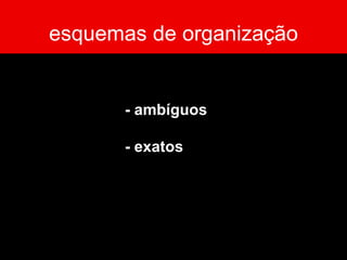 esquemas de organização - ambíguos - exatos 