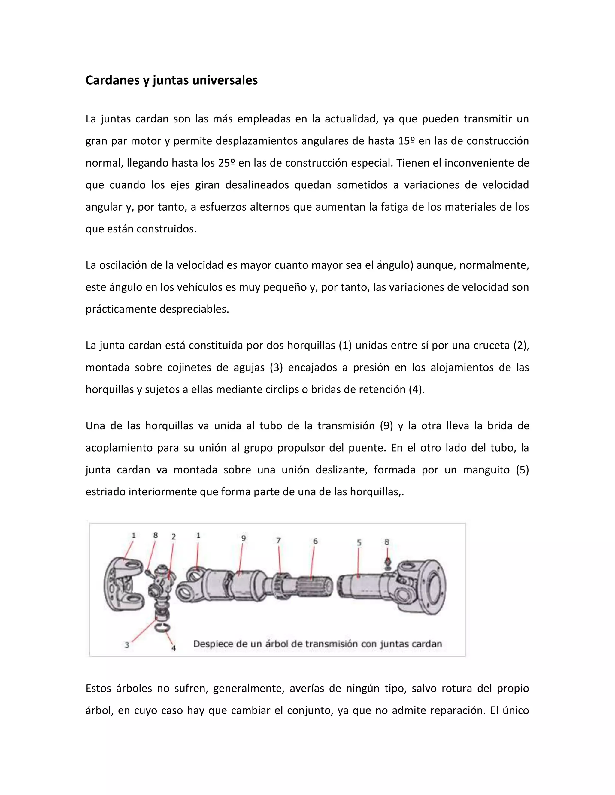 Cardanes y juntas universales | DOCX