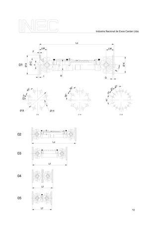 Indústria Nacional de Eixos Cardan Ltda.
03
Lf
Lf
Lf
05
04
Lz
Lz
LM
F
02
ØC
ØA
01
LM
R
ØK
G
β
Z 8
22,5°
45°
10
Ø B Ø H
Z 10
36°
36°
Z 16
20°
20°
20°
40°
Y
X
 
