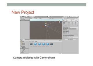 New Project
•  Camera replaced with CameraMain
 