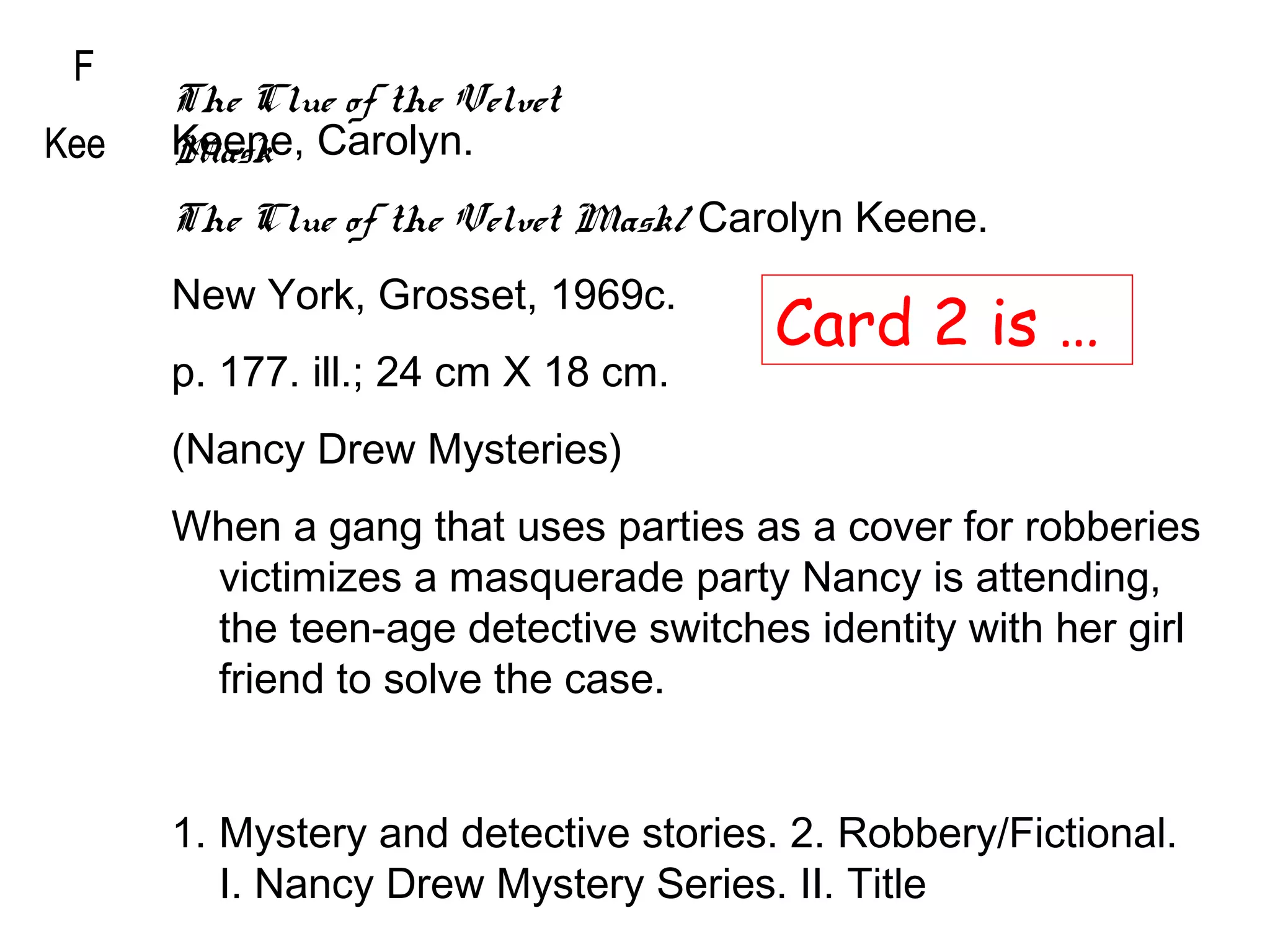 Card catalog (library) PPT