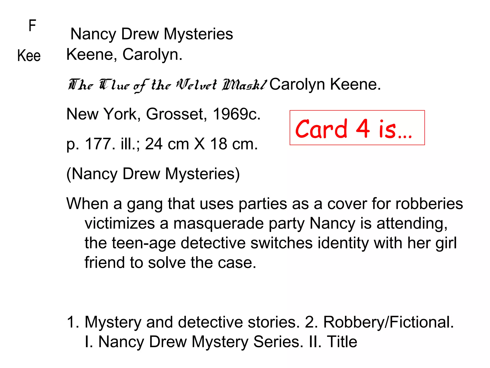 Card catalog (library) PPT