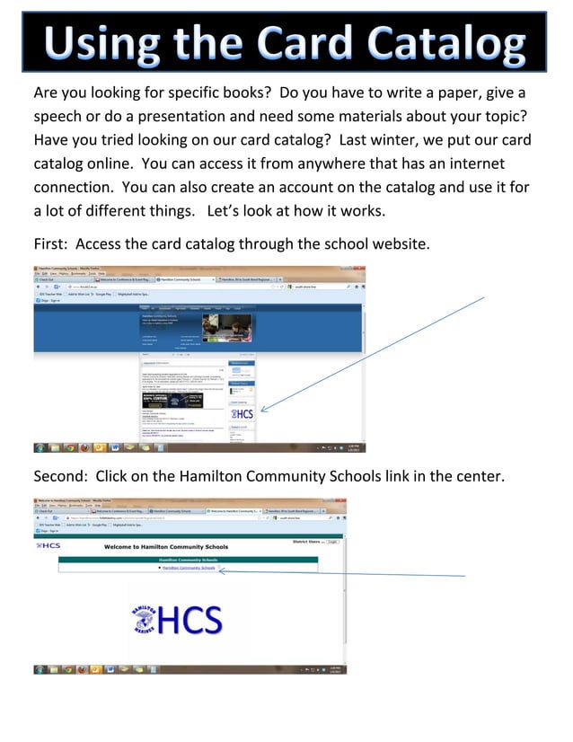 Card catalog tip sheet PDF