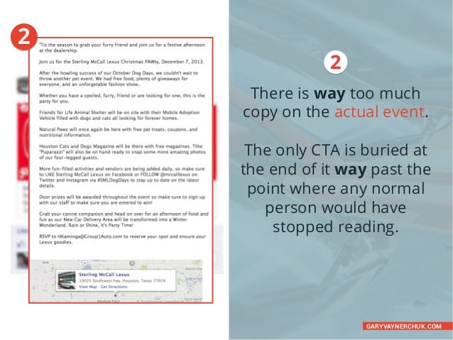 3
Speaking of the CTA, you
know Facebook events
have an RSVP function,
right?

3

Asking people to email
you is another le...
