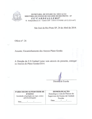 Plano Gestão EE Cardeal Leme