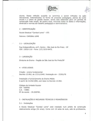 Plano Gestão EE Cardeal Leme