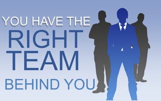 YOU HAVE THE
RIGHT
TEAM
BEHIND YOU
 