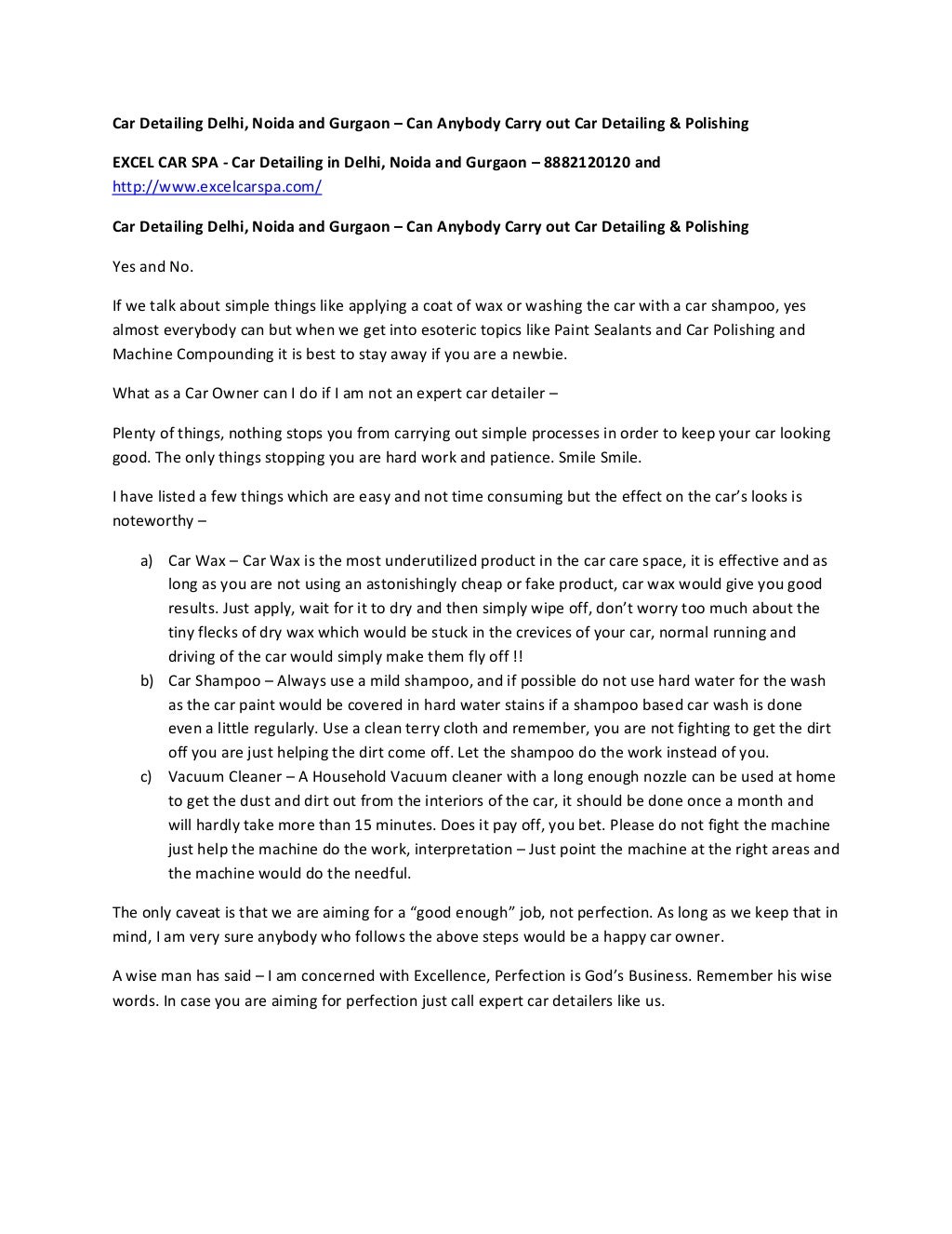 Car detailing delhi, noida and gurgaon can anybody carry out car