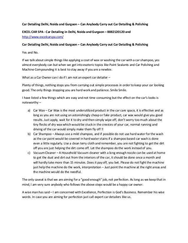 Car detailing delhi, noida and gurgaon can anybody carry out car