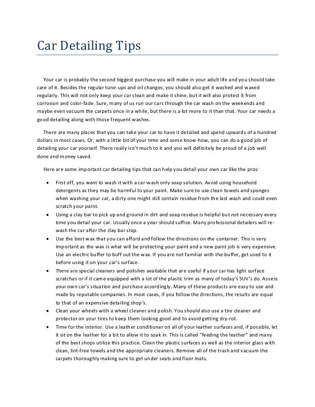 Car Detailing Tips