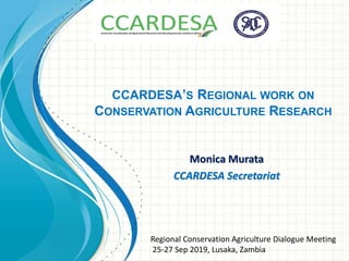 CCARDESA’S REGIONAL WORK ON
CONSERVATION AGRICULTURE RESEARCH
Monica Murata
CCARDESA Secretariat
Regional Conservation Agriculture Dialogue Meeting
25-27 Sep 2019, Lusaka, Zambia
 