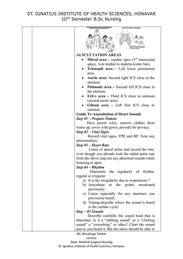 Cardiac Assessment For B Sc Nursing Student Pdf Heart And