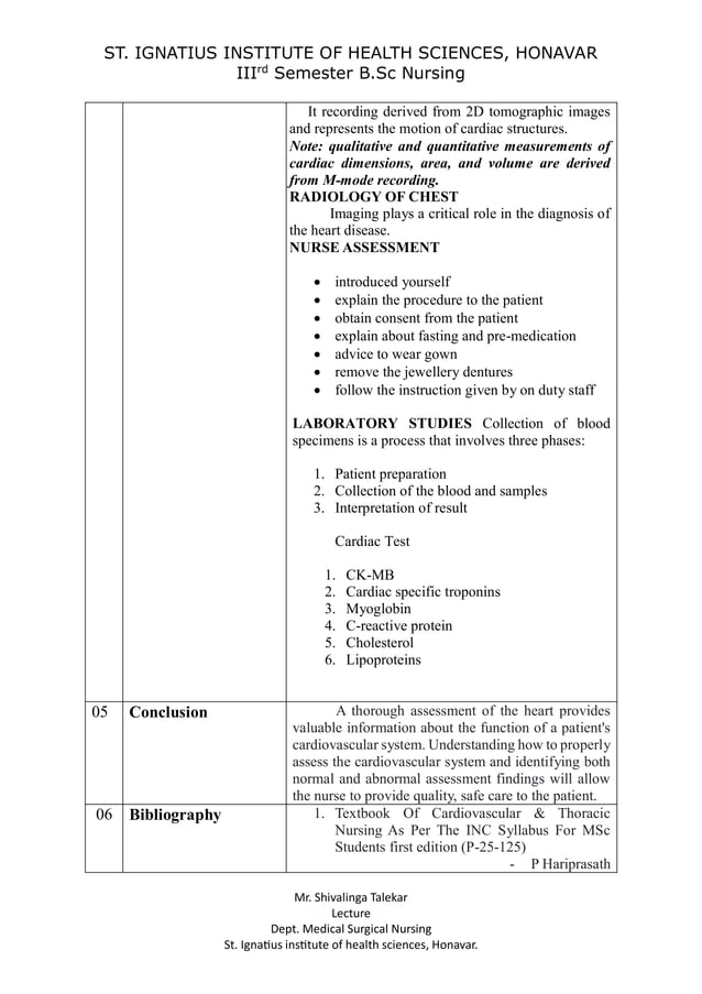 Cardiac Assessment For B Sc Nursing Student Pdf Heart And
