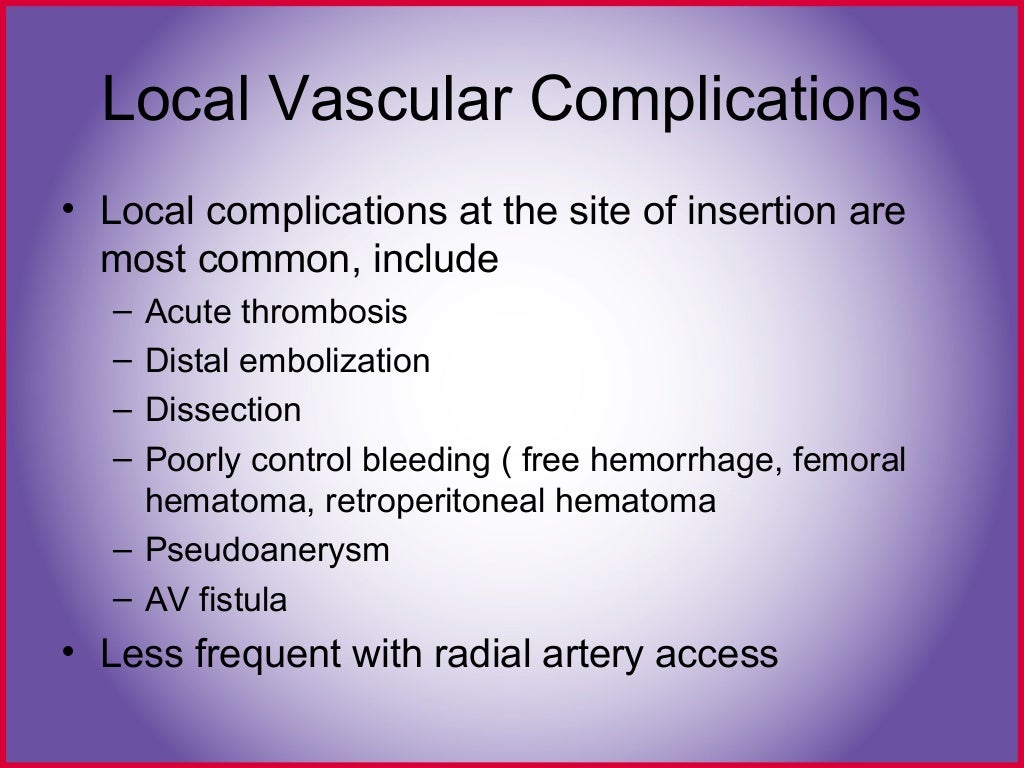 Cardiac cath complications