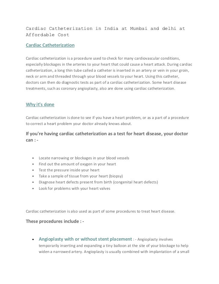 Cardiac catheterization in india at mumbai and delhi at affordable co…