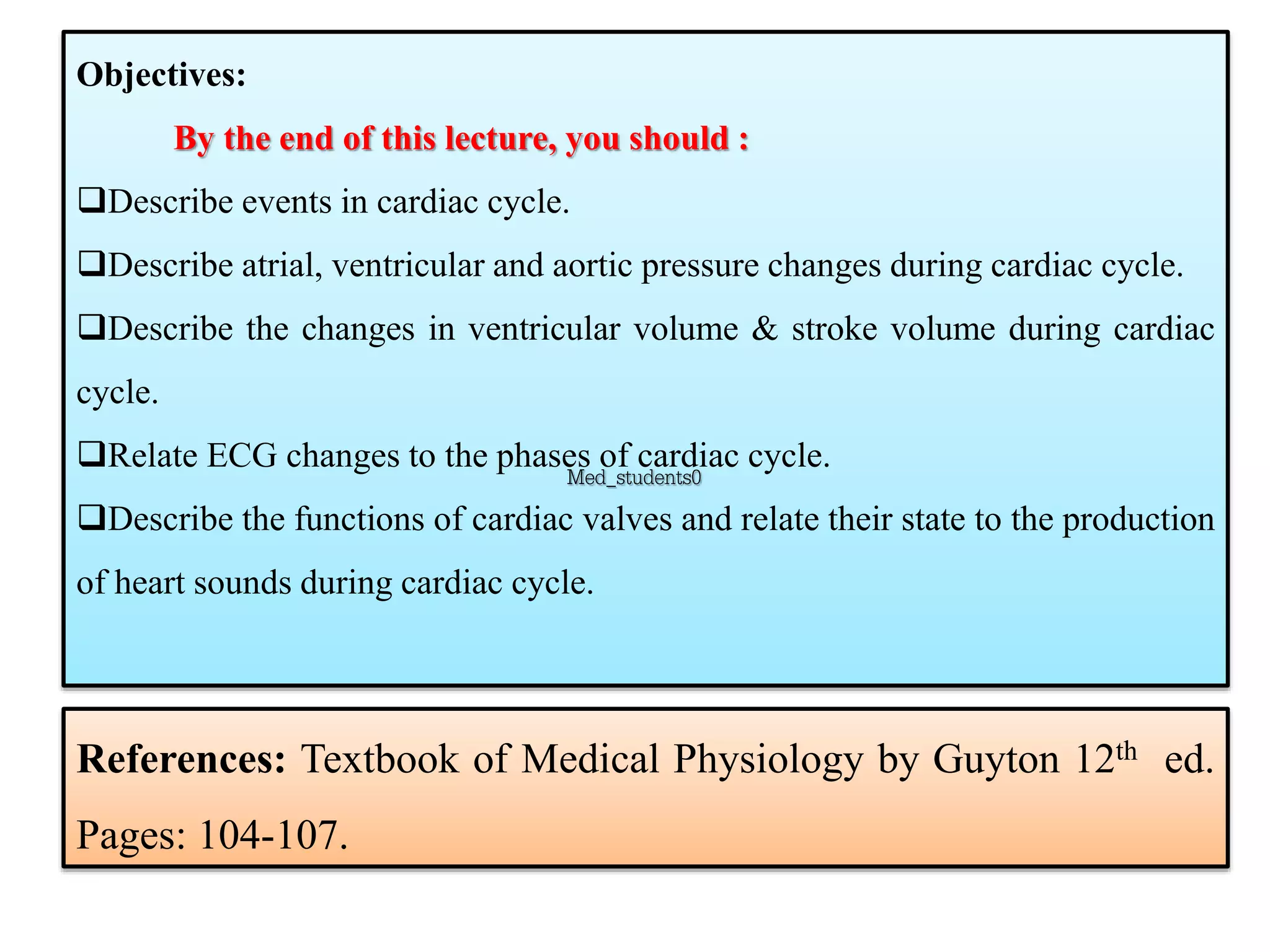 Cardiac cycle | PPTX